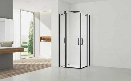 Pravokutna tuš kabina SAT Fusion 100x90 cm u crnoj mat boji s prozirnim staklom i Easyclean obradom.