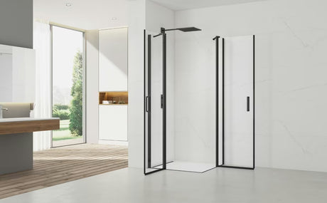 Pravokutna tuš kabina SAT Fusion 100x90 cm u crnoj mat boji s prozirnim staklom i Easyclean obradom.