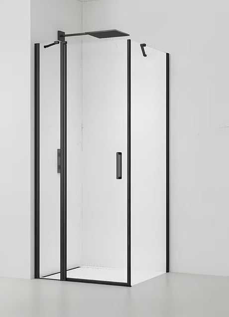 Kvadratna tuš kabina SAT Fusion 80x80 cm u mat crnoj boji s prozirnim staklom