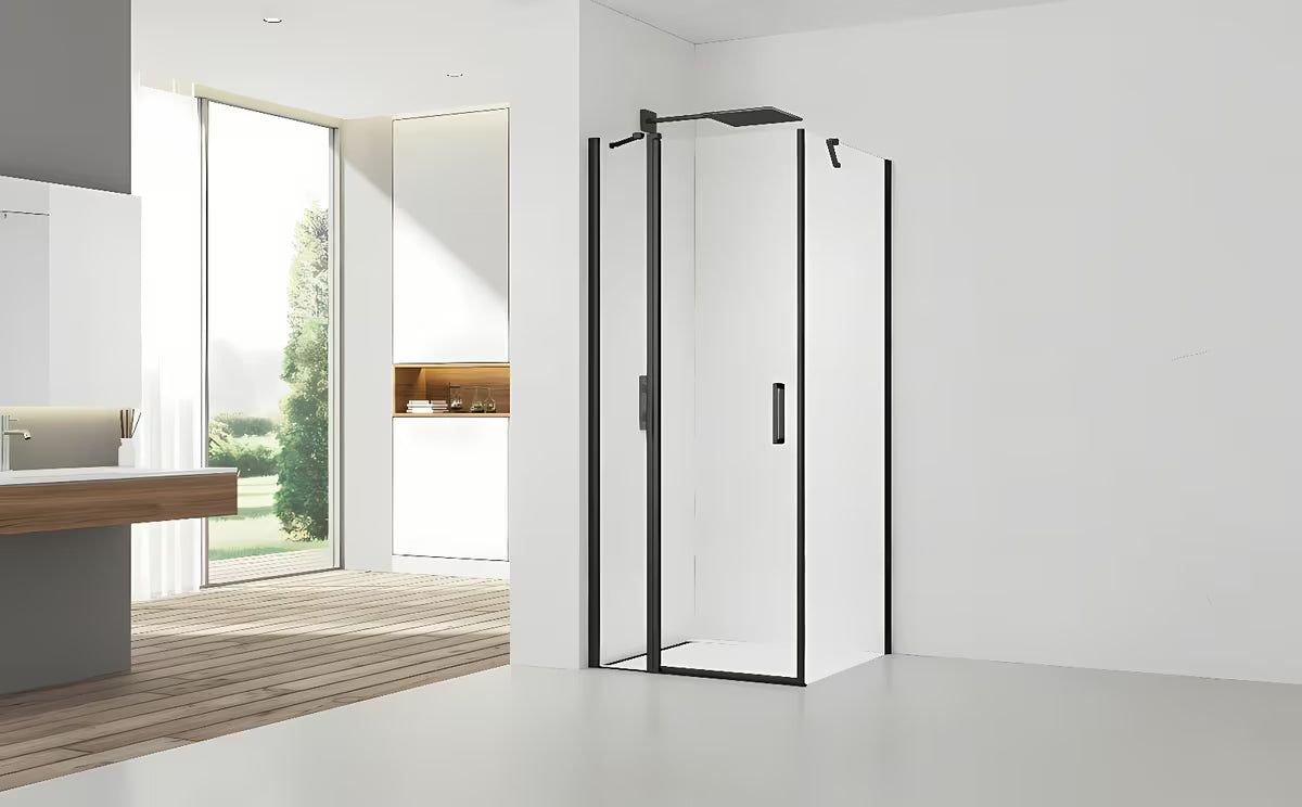 Kvadratna tuš kabina SAT Fusion 80x80 cm u mat crnoj boji s prozirnim staklom