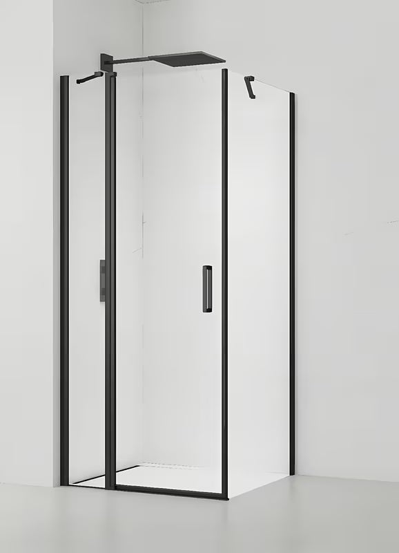 Kvadratna tuš kabina SAT Fusion 90 x 90 cm u crnoj mat boji s prozirnim staklom i Easyclean obradom