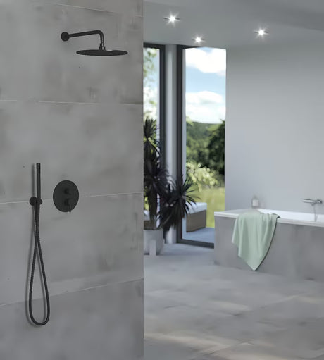 Podžbukni tuš sustav SAT Fusion u crnoj boji pro moderni tuš kabina.