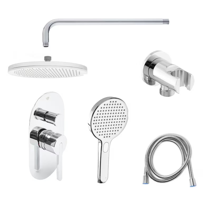 Podžbukni tuš sustav SAT Fusion u krom izvedbi s ručicom i tušem s tri funkcije.