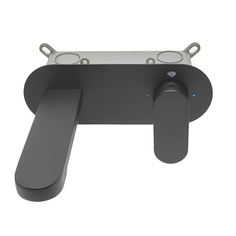 Podžbukna miješalica za umivaonik SAT Fusion u mat crnoj boji s okruglom ručicom