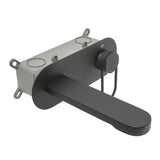 Podžbukna miješalica za umivaonik SAT Fusion u mat crnoj izvedbi s okruglom ručicom