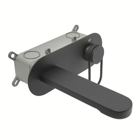 Podžbukna miješalica za umivaonik SAT Fusion u mat crnoj izvedbi s okruglom ručicom