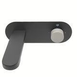 Podžbukna miješalica za umivaonik SAT Fusion u mat crnoj boji s betonskom ručicom