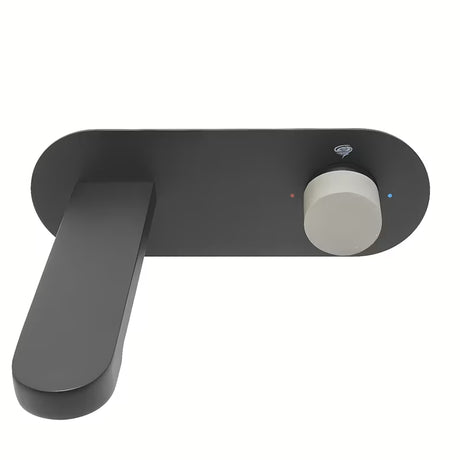 Podžbukna miješalica za umivaonik SAT Fusion u mat crnoj boji s betonskom ručicom