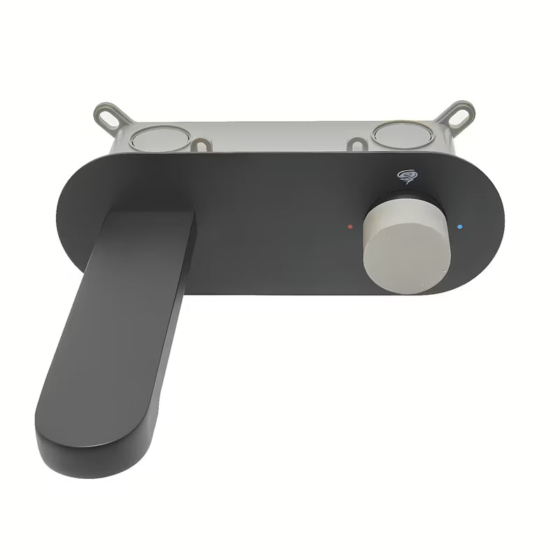 Podžbukna miješalica za umivaonik SAT Fusion u mat crnoj boji s betonskom ručicom