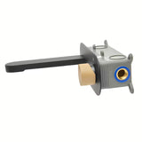 Podžbukna miješalica za umivaonik SAT Fusion u mat crnoj boji s ručicom u dekoru svijetlog drva.