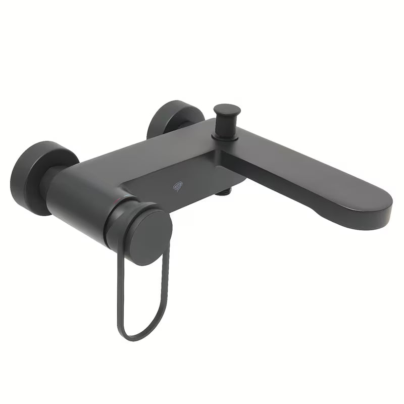 Zidna jednoručna baterija miješalica za kadu SAT Fusion u mat crnoj boji bez tuš seta.