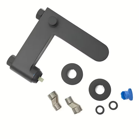 Miješalica za Kadu SAT Fusion u crnoj mat izvedbi s ručicom u dekoru svijetlog drva pro za zidnu montažu.