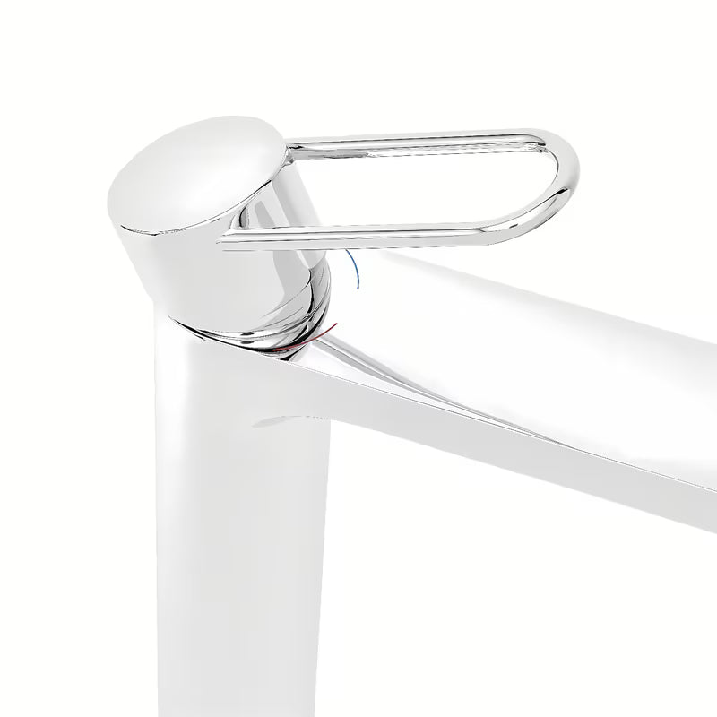 Visoka miješalica za Umivaonik SAT Fusion u kromiranoj izvedbi bez odvoda s ručicom za upravljanje