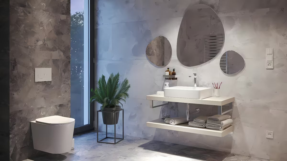 Visoka miješalica za Umivaonik SAT Fusion u kromiranoj izvedbi bez odvoda s crnom upravljačkom ručicom.