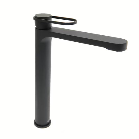 Visoka miješalica za Umivaonik SAT Fusion bez odvoda u mat crnoj boji.