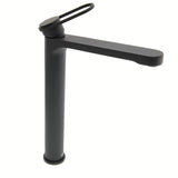 Visoka miješalica za Umivaonik SAT Fusion bez odvoda u mat crnoj boji.