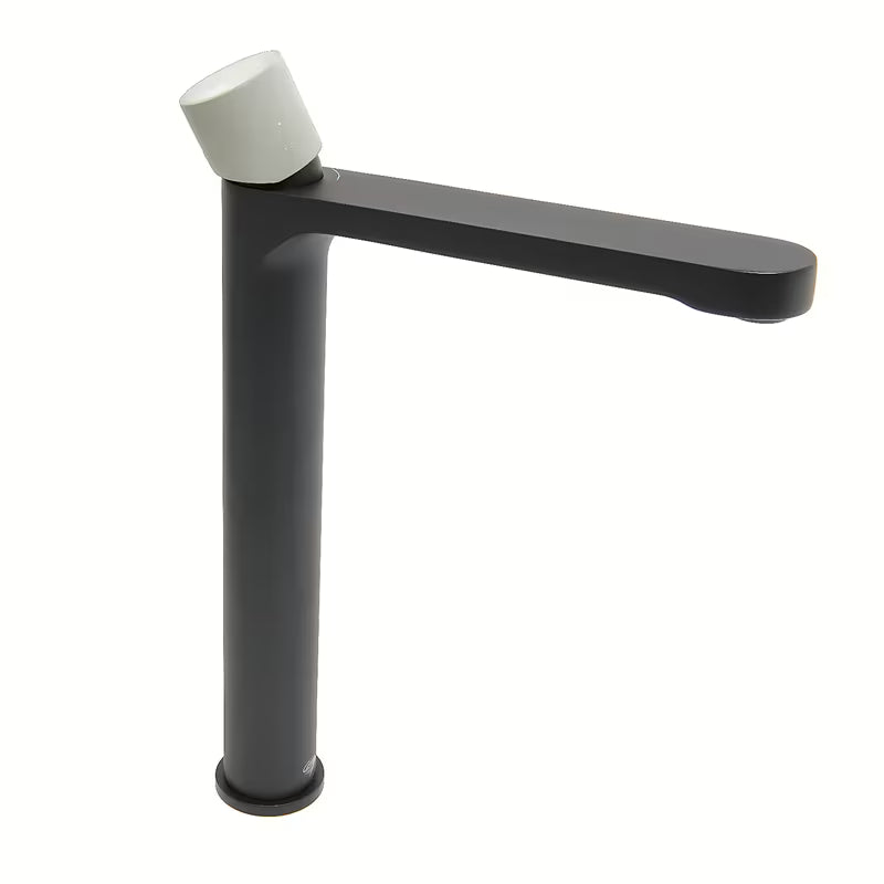 SAT Fusion visoka miješalica za umivaonik u mat crnoj boji s betonskom ručicom