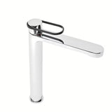 Visoka miješalica za Umivaonik SAT Fusion s okruglom crnom ručicom i štedljivim perlatorom