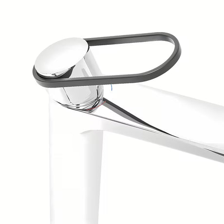 Visoka miješalica za Umivaonik SAT Fusion s okruglom crnom ručicom i štedljivim perlatorom