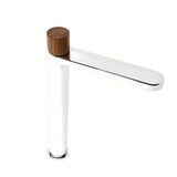 Visoka miješalica za Umivaonik SAT Fusion s ručicom u dekoru tamnog drva