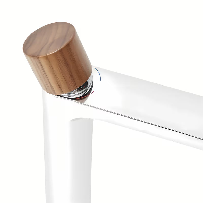 Visoka miješalica za Umivaonik SAT Fusion s ručicom u dekoru tamnog drva