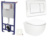 Viseći WC set SAT Fusion s vrtložnim ispiranjem, vodokotlićem, aktivacijskom tipkom i WC školjke sjedalom