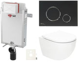 Viseći WC set SAT Fusion s vrtložnim ispiranjem, tipkom u mat crnoj boji i sjedalom od duroplasta