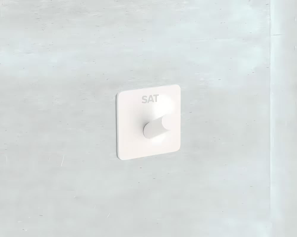 Bijeli samoljepljivi kukica SAT od nehrđajućeg čelika s mat završnom obradom za kupaonicu