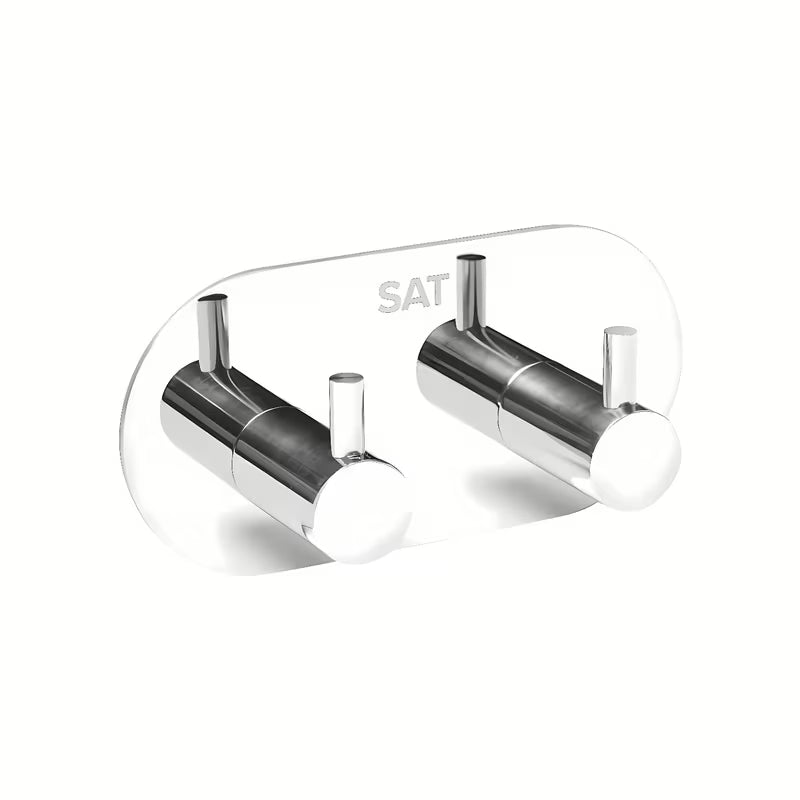 Samoljepljivi dvostruka kuka SAT Chrome u sjajnoj inox izvedbi pro montaža bez bušenja