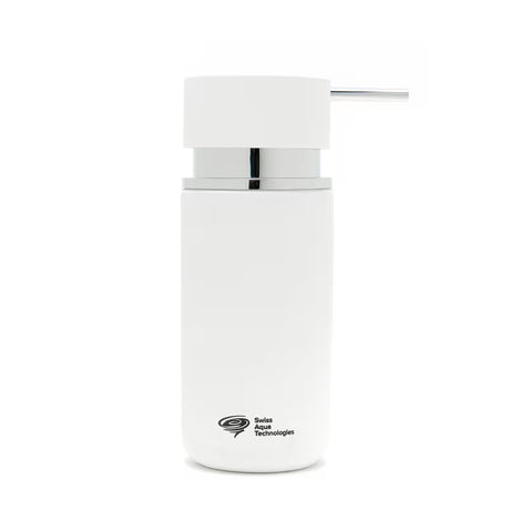 Samostojeći  dozator sapuna SAT Infinitio u bijeloj mat boji od gumirane keramike.