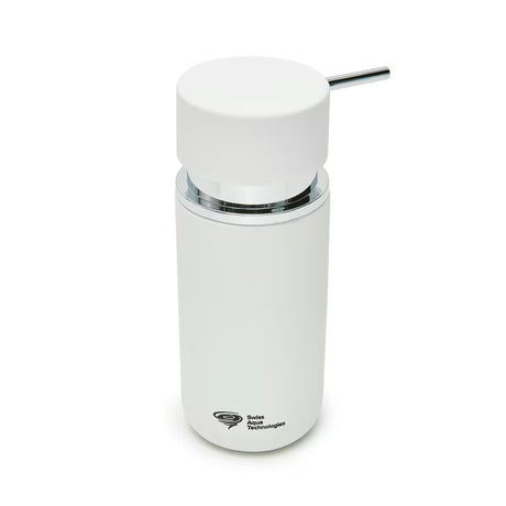 Samostojeći  dozator sapuna SAT Infinitio u bijeloj mat boji od gumirane keramike.