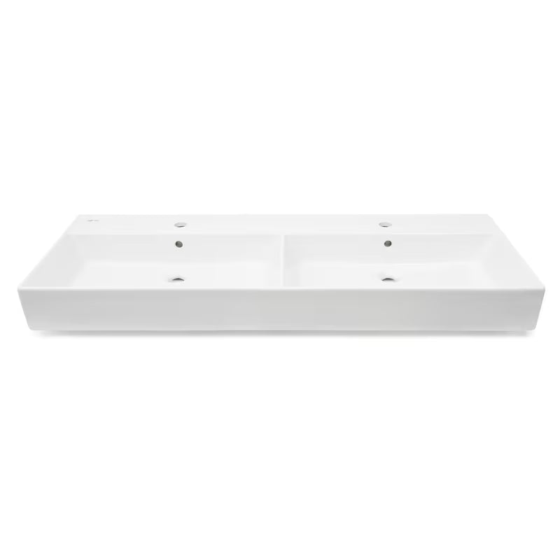 Bijeli keramički dvostruki umivaonik SAT Infinitio 120,4x46,5 cm pravokutnog oblika