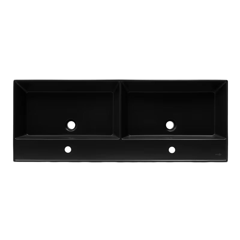 SAT Infinitio keramički dvostruki umivaonik 120,4 x 46,5 cm u crnoj mat izvedbi s preljevom