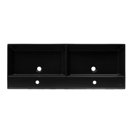 SAT Infinitio keramički dvostruki umivaonik 120,4 x 46,5 cm u crnoj mat izvedbi s preljevom