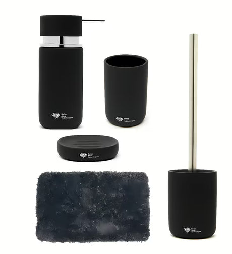 Cjenovno povoljna set kupaonskih dodataka SAT Infinitio s dozatorom, posudicom za sapun, držačem četkica za zube, WC školjke WC četkom i kupaonskim tepihom