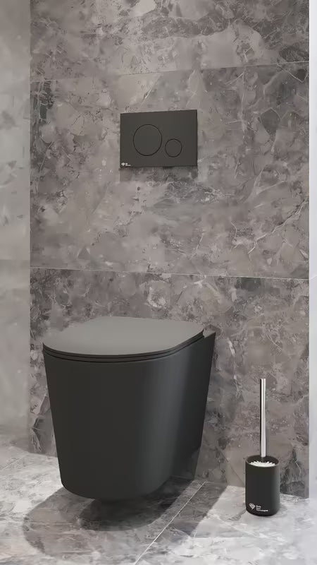 Samostojeći  ČETKA za Wc SAT Infinitio u crnoj mat izvedbi od gumirane keramike.