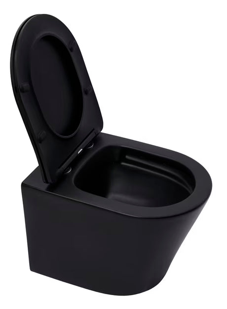 Viseća WC Školjka SAT Infinitio u crnoj mat izvedbi s wc daskom soft Close i skrivenim pričvršćenjem
