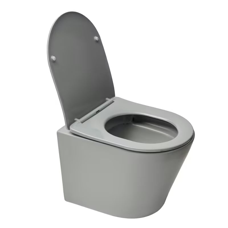 Viseća WC Školjka SAT Infinitio u sivoj mat izvedbi sa skrivenim pričvršćenjem i sjedalom soft Close.