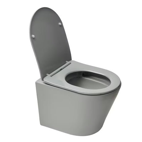 Viseća WC Školjka SAT Infinitio u sivoj mat izvedbi sa skrivenim pričvršćenjem i sjedalom soft Close.