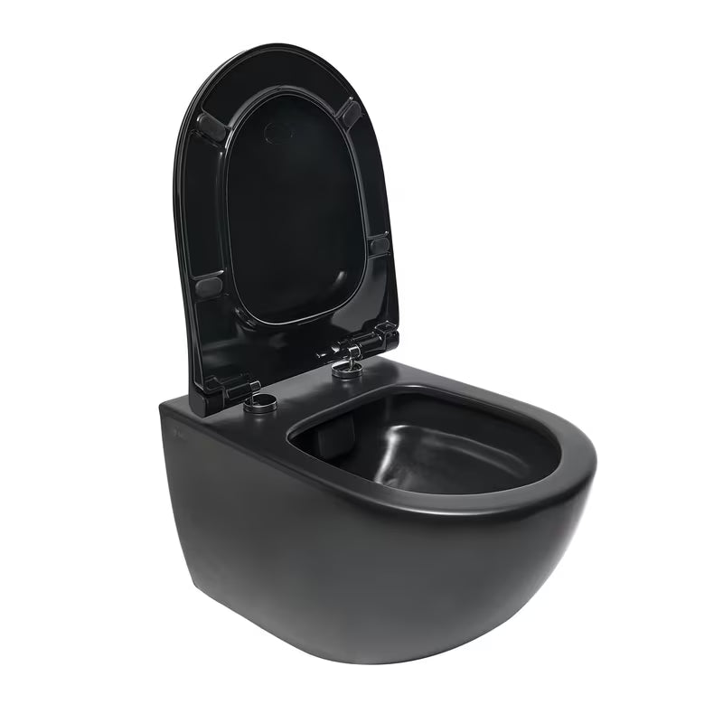 Viseća WC Školjka SAT Infinitio u crnoj mat izvedbi s bezrubnim ispiranjem Rim-Ex i sjedalom soft Close