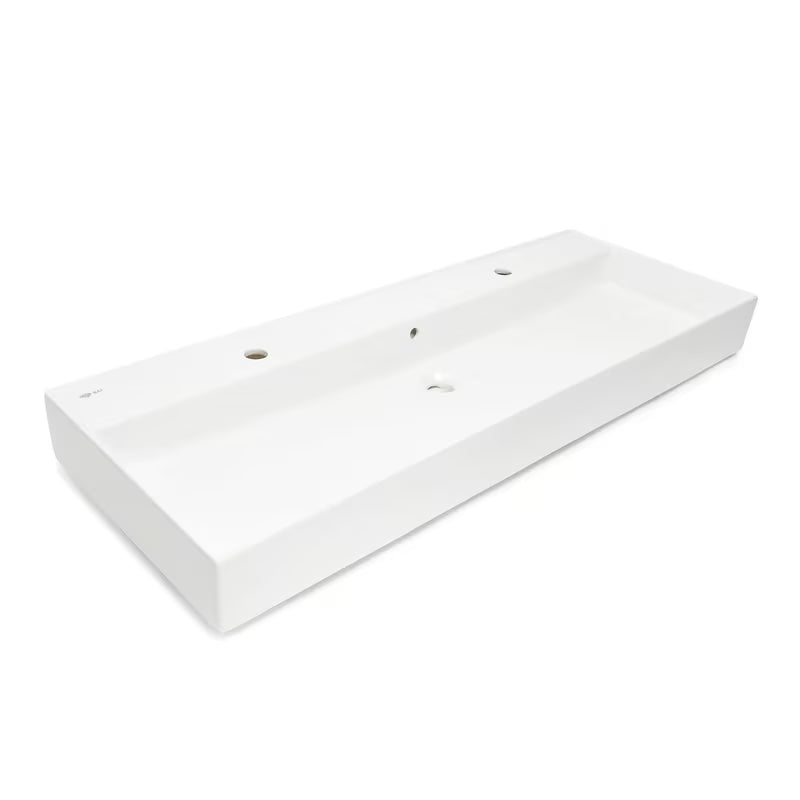 Bijeli keramički umivaonik SAT Infinitio 121,4x46,9 cm s preljevom