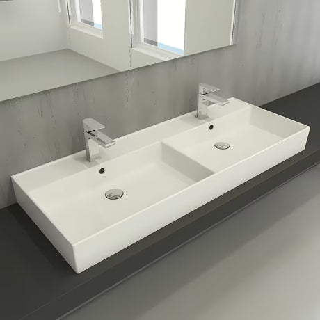 Bijeli keramički dvostruki umivaonik SAT Infinitio 120,4x46,5 cm pravokutnog oblika