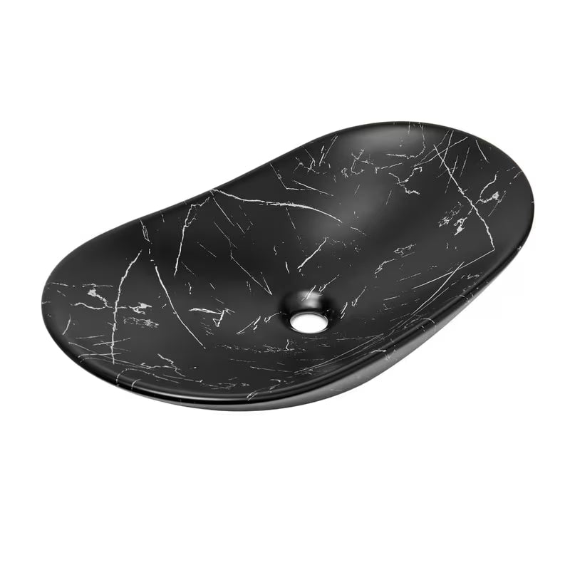 Umivaonik na ploču SAT Infinitio bez preljeva u crnom mat dekoru mramora 61,5x36 cm