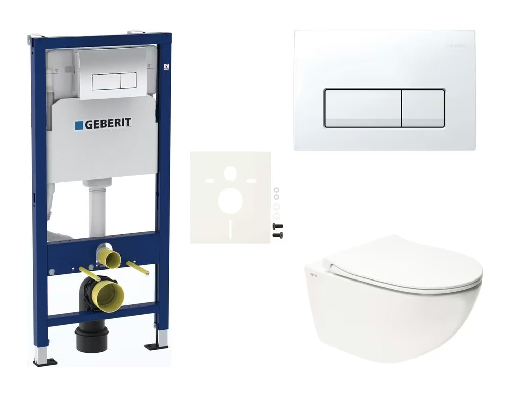 Viseći WC set SAT Infinitio s vodokotlićem Geberit Duofix i tipkom za ispiranje Delta