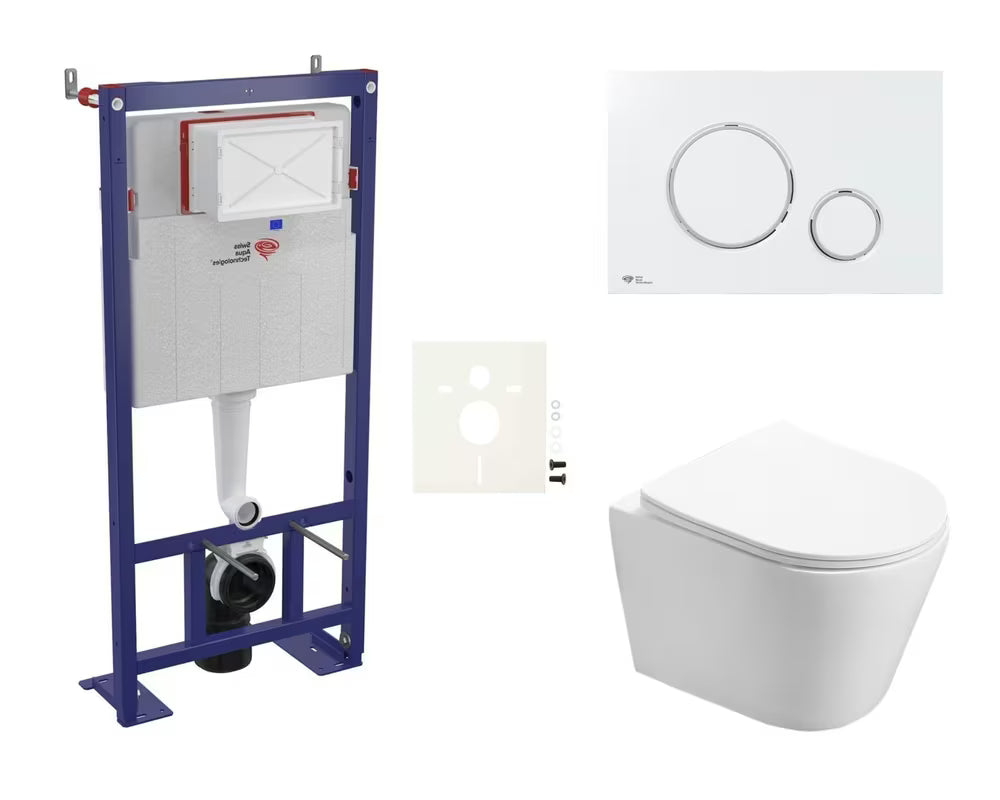 Viseći WC set SAT Infinitio s podžbuknim modulom, tipkom za ispiranje i sjedalom s soft Close