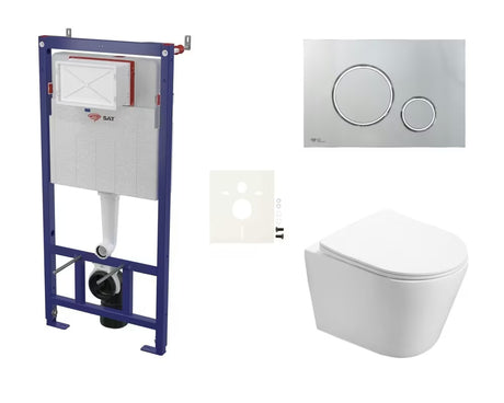 Viseći WC set SAT Infinitio s ugradbenim vodokotlićem, tipkom za ispiranje i WC daskom soft Close