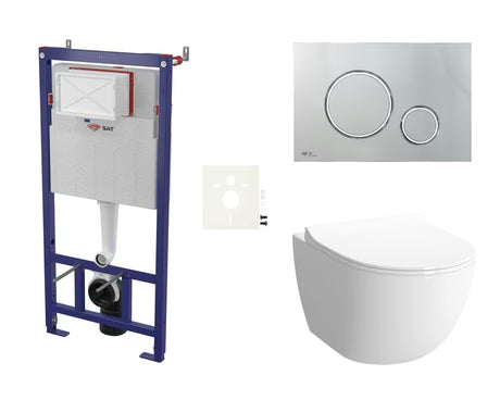 Viseći WC set SAT Infinitio pro za predzidnu ugradnju s modulom, tipkom, zvučnom izolacijom i daskom soft Close