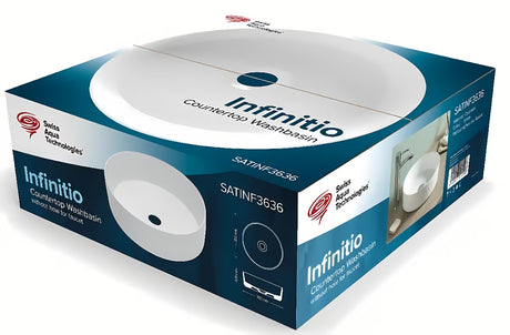 Sjajni bijeli keramički umivaonik na ploču SAT Infinitio 36 x 36 cm bez preljeva