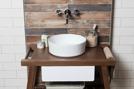 Sjajni bijeli keramički umivaonik na ploču SAT Infinitio 36 x 36 cm bez preljeva