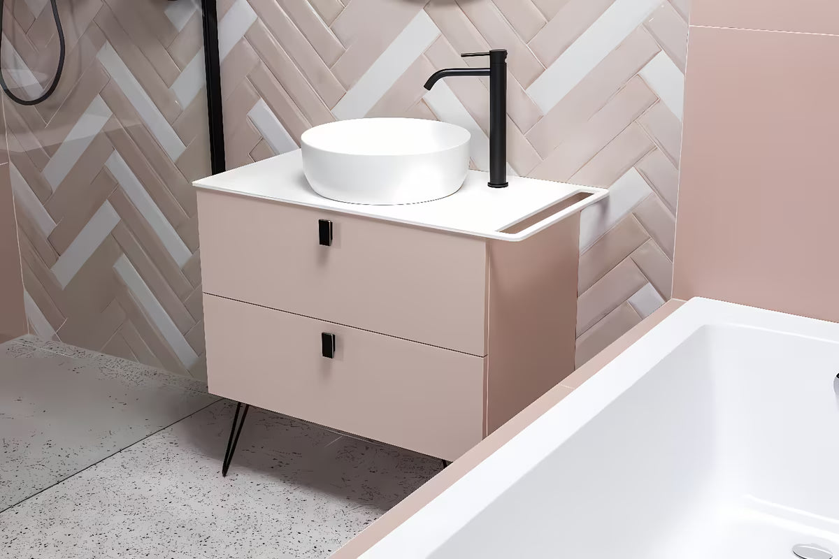 Mat bijeli tankostijeni keramički umivaonik na ploču SAT Infinitio 39x39 cm